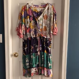 Anthropologie Colorful Floral Midi Dress